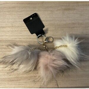 Faux Fur Pom Pom Keychain Artificial Three On One Keyring